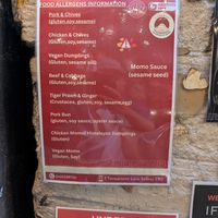 Dietary information at Laneway Dumplings and Momo in Sydney