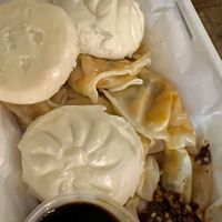 Vegan dumplings and buns.   at Laneway Dumplings and Momo in Sydney