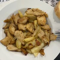 Heura con patates rostides  at La Cantina De Balenya in St Miquel De Balenya