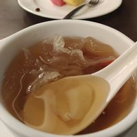 Fruit platter and Snow Fungus Soup (dessert). at Mipon in Taipei