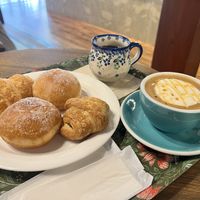 Delicious pastries and a soy caramel latte  at Morris Bakery in Komatsu