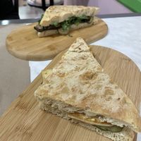 Two 1/2 focaccias #Veganuary at Mundo Vegan in Barcelona