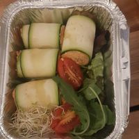 zucchini filled rolls at Mundo Vegan in Barcelona