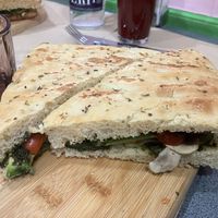 Focaccia de pesto  at Mundo Vegan in Barcelona