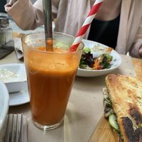 Fresh Carrot and orange juice   at Mundo Vegan in Barcelona