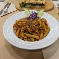 Lentil pasta  at Mundo Vegan in Barcelona