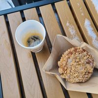 single shot with a vegan maple pumpkin muffin at The Coffee House at University Circle in Cleveland