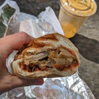 Delicious and 100% vegan chicken parmesan sandwich at Hungry & Healthy Marketplace in New York City