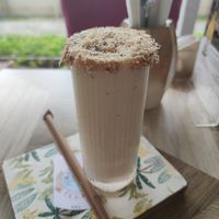Banana & Peanut Butter smoothie with hazelnut milk at Sasatorn Coffee in Koh Samui
