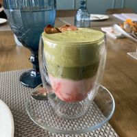 Strawberry latte with matcha foam, oat milk  at Gypsy Baguio by Chef Waya in Baguio City