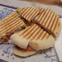 Vegan campero sandwich at Granjero Busca Campero in Madrid