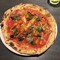 Vegan Marinara with extra olives and mushrooms  at Trattoria Pizzeria & Bar LOGIC in Nagano