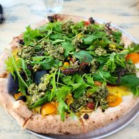 Vegan Mediterranean pizza at Piacè in Raglan