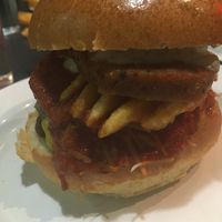 Pizza my heart burger 💓  at V Rev Vegan Diner in Manchester