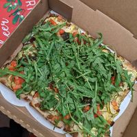 Vegetarian cannibal w/ vegan cheese and vegan sausage at R Town Pizza in Reno