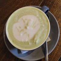 Matcha latte with almond milk at flat&white in Buenos Aires