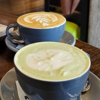 Matcha latte with almond milk at flat&white in Buenos Aires