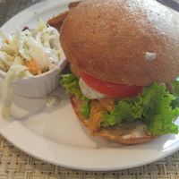 vegan catfish sandwich at Detroit Vegan Soul - East in Detroit