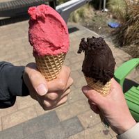 Raspberry & chocolatee  at Luna's Gelateria in Taupo