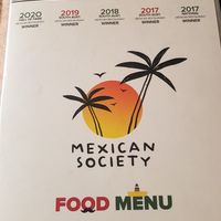 Menu at Mexican Society in Adelaide