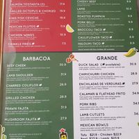 Menu at Mexican Society in Adelaide