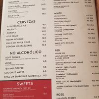 Menu at Mexican Society in Adelaide