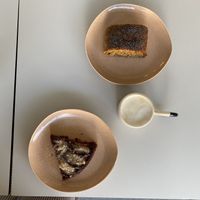 Borek & tahini cake & coffee with almond milk   at theno  in Denizli