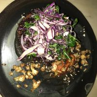 kimchi with rice and mushroom at The Acorn in Vancouver