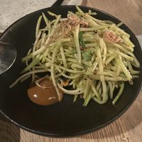 Courgette: navy bean, nasturtium, fermented zucchini   at The Acorn in Vancouver