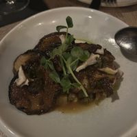 Shiitake: soy braised summer squash, kelp, ginger + ginger leaf  at The Acorn in Vancouver