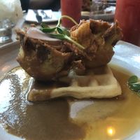 Fried artichoke and waffle at The Acorn in Vancouver