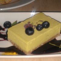 Vegan cheesecake at The Acorn in Vancouver