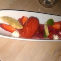 strawberry rhubarb sorbet at The Acorn in Vancouver