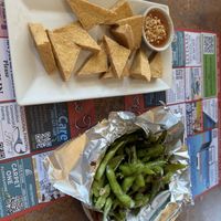 Crispy tofu triangles & chili garlic edamame   at Thai and I in Bunnell