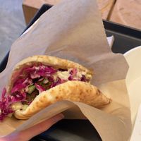 Falafel pita with tahini and hummus   at JACX&CO in Long Island City