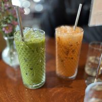 Green iced tea and Thai tea  at Norah - Belmont in Portland