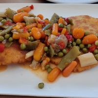 Tortos veganos con "pisto" at Agora  in Llanes