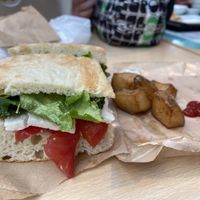 Tomato and soy milk cheese vegetarian sandwich   at HND - Bar Rage - T3 in Tokyo