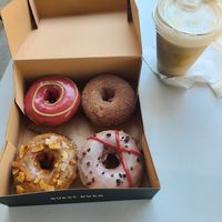 Tasting box of their rotating flavours at Holey Grail Donuts - Santa Monica in Santa Monica