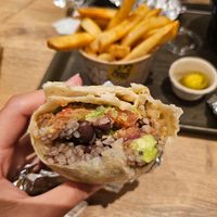 Burrito with vegan meat made from mushrooms at Guzman y Gomez - Shibuya in Tokyo