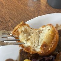 Inside of a vegan Yorkshire pudding  at Welsh Dragon Bar in Wellington