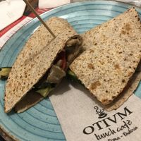 Piadina integrale al seitan (seitan,mozzarisella,champignon,zucchine,pomodoro)  at Otivm Bar in Padua