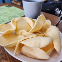 Complimentary rice crackers at Vegelicious in Cheltenham