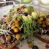 Avocado and beetroot breakfast   at Klubokawiarnia Mleczarnia in Wroclaw