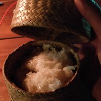 A basket of sticky rice at Green Restaurant in Vang Vieng