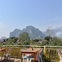 Views   at Green Restaurant in Vang Vieng