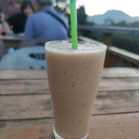 Banana peanut butter shake at Green Restaurant in Vang Vieng