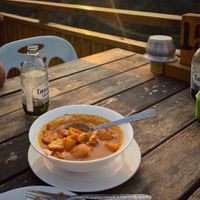 Massamam tofu with rice, fair at Green Restaurant in Vang Vieng
