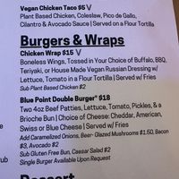 Vegan options as of 08/2025  at Blue Point Brewpub in Patchogue