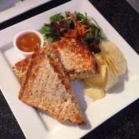 hummus toastie  at Greens Cafe in Grasmere